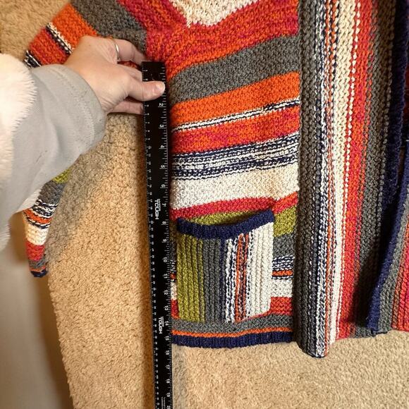 Habitat Oversized Rustic Stripes Chunky Cardigan Sweater Women Sz S Art to Wear - Picture 16 of 16